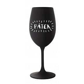 PÁTEK - černá sklenice na víno 350 ml