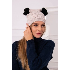 Fleecová čiapka 2 brmbolce K291 béžová - Oliwier