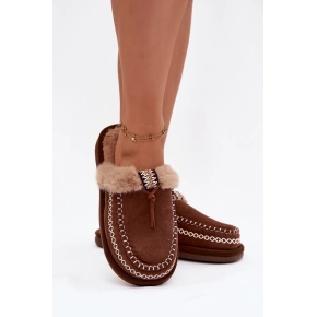 Dámske šľapky s kožušinou 608 Hnedá - Perivelle