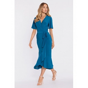 Zavinovacie midi šaty M912 morsky modré - Stylove