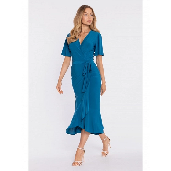 Zavinovacie midi šaty M912 morsky modré - Stylove