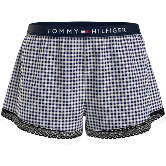 Dámske pyžamové šortky WOVEN SHORT PRINT UW0UW04944 02G tm. modro-biele - Tommy Hilfiger