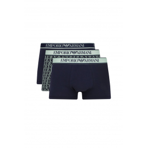 Pánske boxerky 3Pack 112130 4R717 tm. modré so zelenou - Emporio Armani