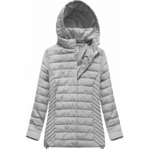 Dámska prešívaná bunda s kapucňou W260BIG Svetlosivá - Good looking