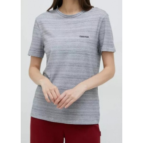 Dámske pyžamové tričko QS6890E 5FQ šedobiela - Calvin Klein