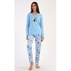 Dámske pyžamo dlhé Tučniak na ľade modrej - Vienetta