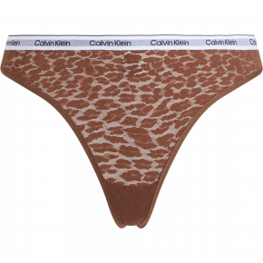 Dámske tangá HIGH LEG THONG 000QD5051E FUA hnedé - Calvin Klein