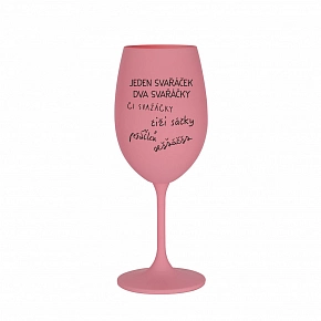SVAŘÁČEK - růžová sklenice na víno 350 ml
