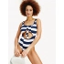 Jednodielne plavky UW0UW02100-0G3 modrobiela - Tommy Hilfiger
