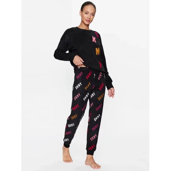 Dámske pyžamo YI2822686F čierne so vzorom - DKNY