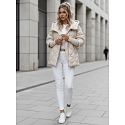 Kurtka damska przejściowa pikowana oversize PUFFILOF jasnobeżowa FashionStreet TY4856