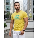 T-shirt męski z nadrukiem klasyczny żółty FashionStreet NX5020R