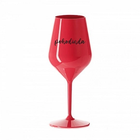 POHODINDA - červená nerozbitná sklenice na víno 470 ml