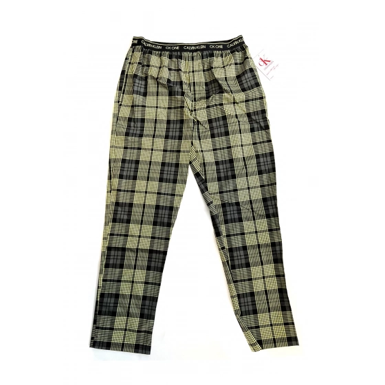 Pánske nohavice na spanie NM1869E 1YS zeleno-čierne - Calvin Klein