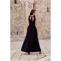 Dámske dlhé šaty SUK0407 Čierna s trblietkou - Roco Fashion