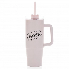 PÁTEK - světle růžový cestovní hrnek s průhledným víčkem 900 ml  