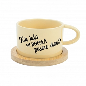 TAK KTO MI DNESKA POSIERE DEŇ? - žltý hrnček makronka 200 ml