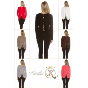 Trendy sveter 8507 so šnúrkami - Koucla