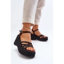 Dámske sandále na platforme klinový podpätok FF-20 Čierna - Joia