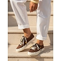 Sneakersy damskie  typu tenisówki z ozdobnymi koralikami cappuccino FashionStreet ZY1404