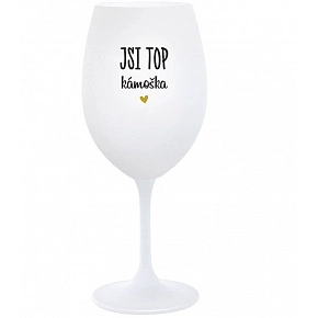 JSI TOP KÁMOŠKA - bílá  sklenice na víno 350 ml