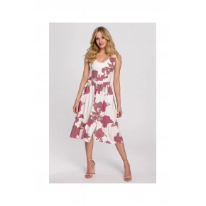 Dámske šaty K098 biele so vzorom - Makover