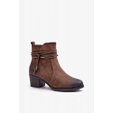 Dámske členkové topánky na podpätku ASA128-37 model 201545 Hnedá - Jezzi