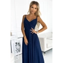 Dámske elegantné šaty 299-10 tmavo modré - Numoco