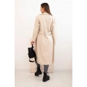 Dámsky koženkový kabát béžový - New Collection Italy