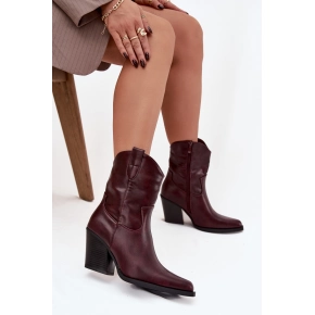 Dámske členkové topánky na podpätku D8271 Vínová - Sweet Shoes Dámske členkové topánky na podpätku D8271 Vínová - Sweet Shoes