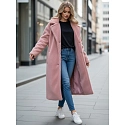 Płaszcz zimowy damski teddy futrzany długi różowy FashionStreet NY0751z