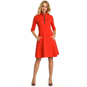 Dámske šaty s golierom na zips M349 - červené - MOE