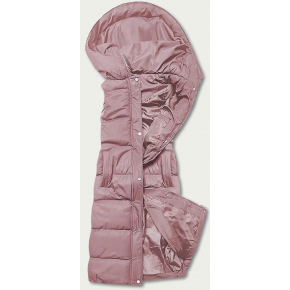 Dlhá ružová dámska páperová vesta (5M728-46) - Goodlooking