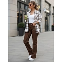 Jeansy damskie wide leg z wysokim stanem brązowe FashionStreet UY2877