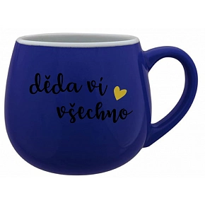 DĚDA VÍ VŠECHNO - modrý keramický hrníček 300 ml