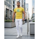 T-shirt męski z nadrukiem klasyczny żółty FashionStreet NX5020R