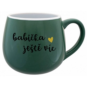 BABIČKA JEŠTĚ VÍC - zelený keramický hrníček 300 ml