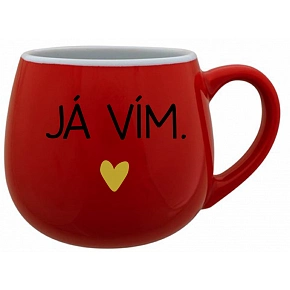 JÁ VÍM. - červený keramický hrníček 300 ml