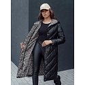 Płaszcz damski zimowy pikowany z kapturem CELESTIE czarny FashionStreet TY4513