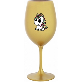 DUHOVÝ JEDNOROŽEC - zlatá sklenice na víno 350 ml