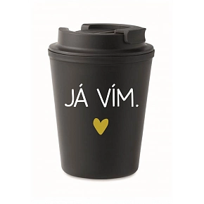 JÁ VÍM. - černý termohrnek 300 ml