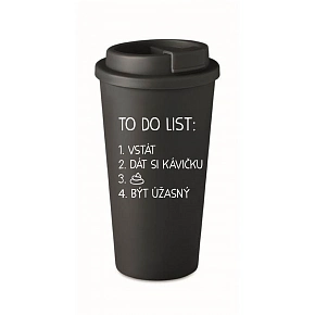TO DO LIST: BYŤ ÚŽASNÝ - čierny termohrnček 475 ml