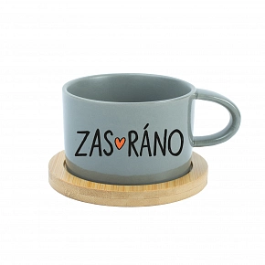 ZAS_RÁNO - šedý hrnček makronka 200 ml
