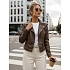 Kurtka damska skórzana ramoneska brązowa FashionStreet TY5541