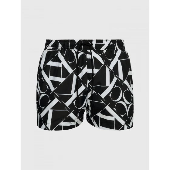 Pánske plavky KM0KM00968 0GK čiernobiele s potlačou - Calvin Klein