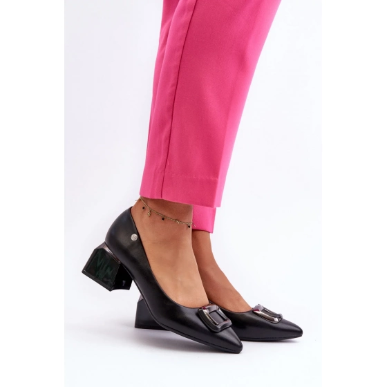 Dámske lodičky na podpätku 62101 Čierna - VINCEZA
