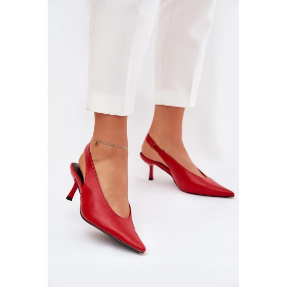 Dámske lodičky s otvorenou pätou SQC-221 Červená - GIVANA