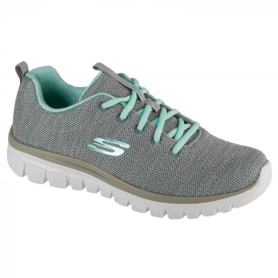 Dámske športové topánky Twisted Fortune W 12614-GYMN Šedá s tyrkysovou - Skechers