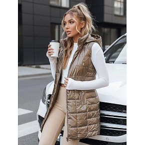 Kamizelka damska pikowana z kapturem złota FashionStreet TY5258