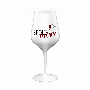 SPOLUPIČKY - bílá nerozbitná sklenice na víno 470 ml